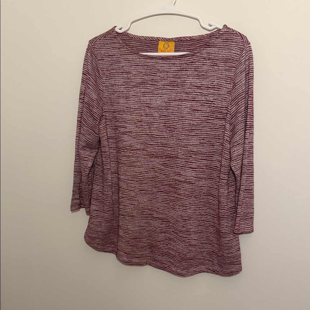 Ruby Rd. Burgundy Heathered Long Sleeve Tee